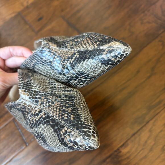 ZARA BASIC Collection Block Heel Pointed Toe Python Print Leather Pump 7.5 - Picture 5 of 10